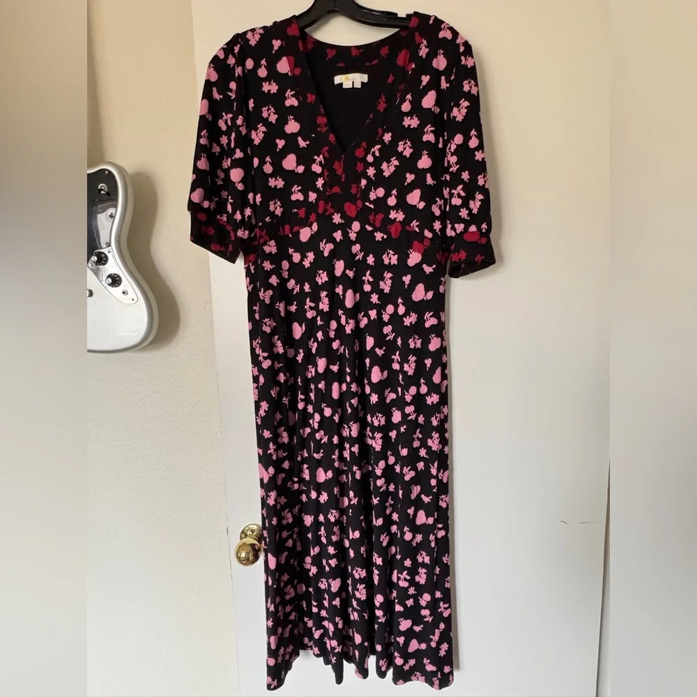 Boden Black and Pink Midi Dress - Picture 2 of 8